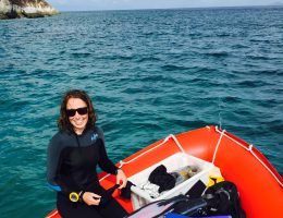 Working from the lab inflatable at Pelorus Island JCU's Orpheus Island Research Station